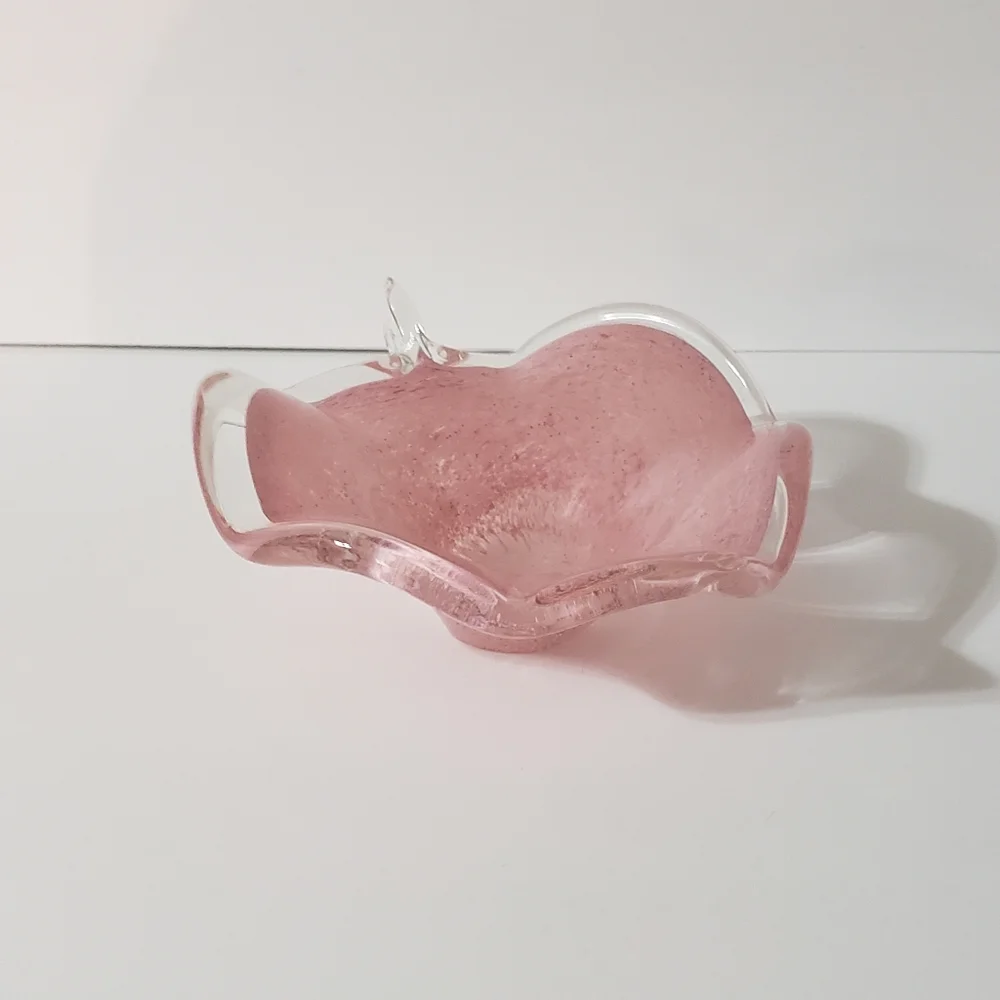Art Glass Heart Candy Dish Trinket Dish